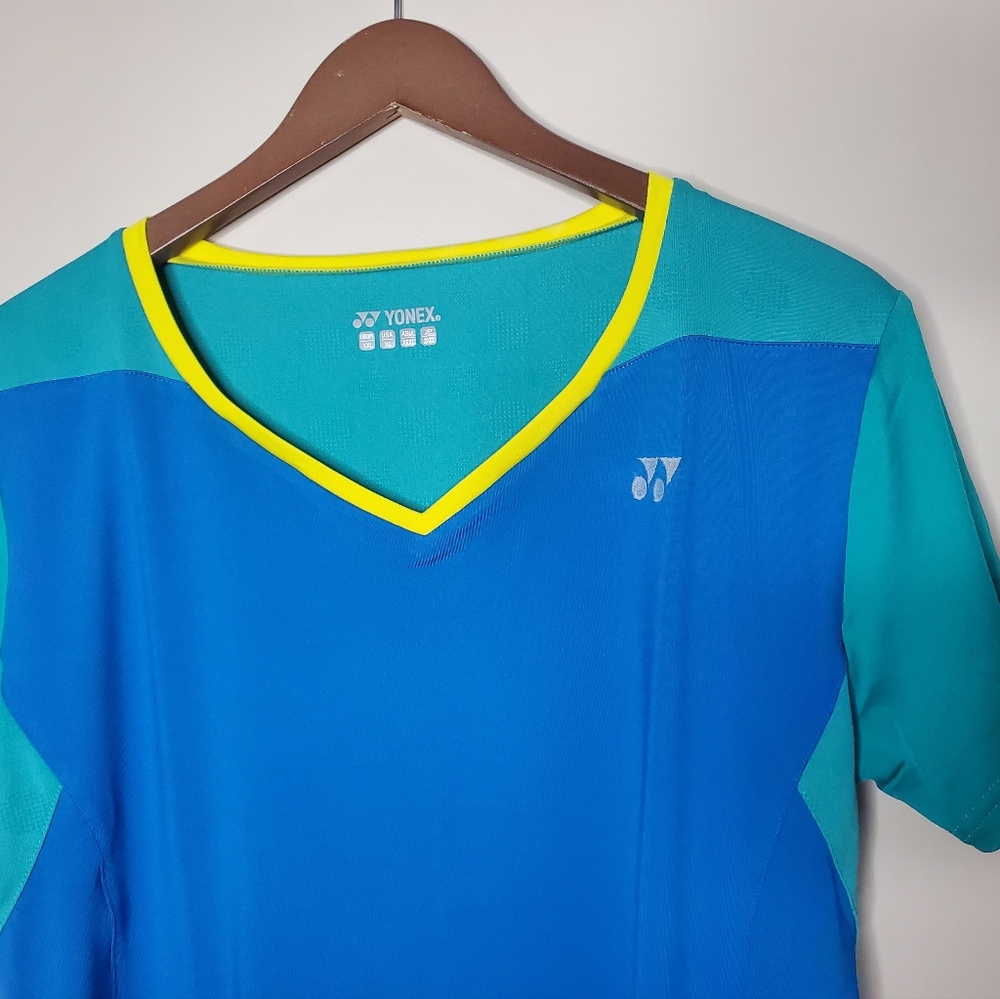 YONEX Juniors Activewear Jersey Blue/Yellow Size XL Tennis/Badminton Shirt - Picture 5 of 6